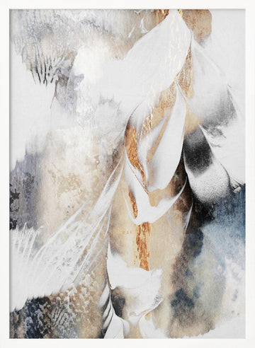 Golden Abstract Flow | Poster - White Frame Interior