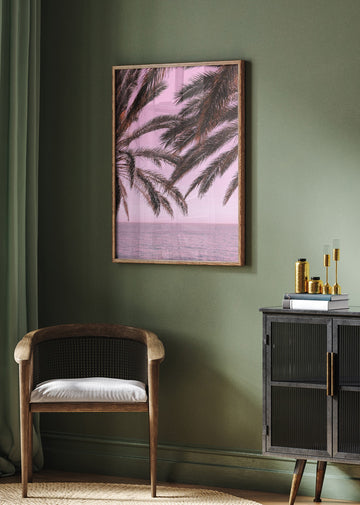 Pink Sky Tropical Palms | Poster - Room Interior 2