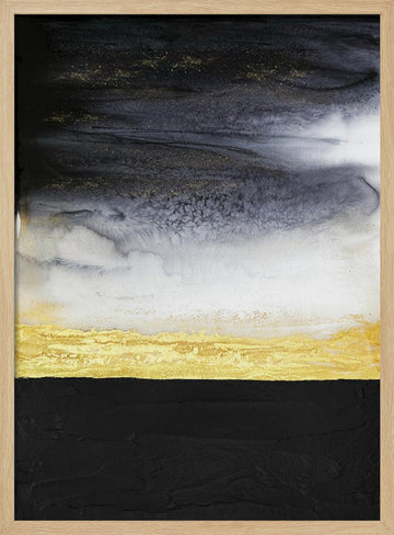 Black Gold Abstract Flow | Poster - Wood Frame Interior