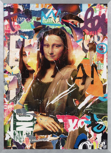 Urban Collage Portrait | Poster - Silver Frame Interior