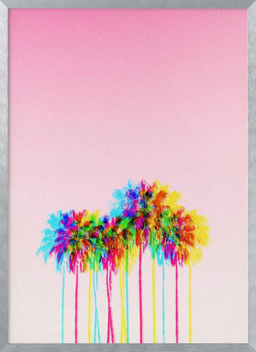 Vibrant Pink Palms | Poster - Silver Frame Interior