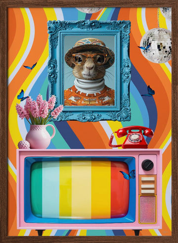 Groovy Squirrel Portrait | Poster - Walnut Frame Interior