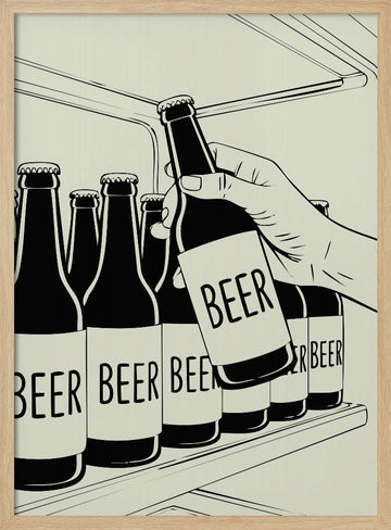 Grabbing Cold Beer | Poster - Wood Frame Interior