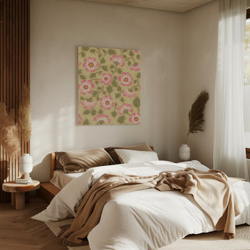 Vintage Pink Floral Pattern | Canvas - Room Interior 2