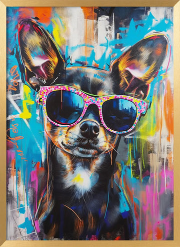 Chihuahua in City Shades | Poster - Gold Frame Interior