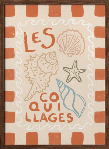 Rustic French Seashells | Poster - Walnut Frame Interior