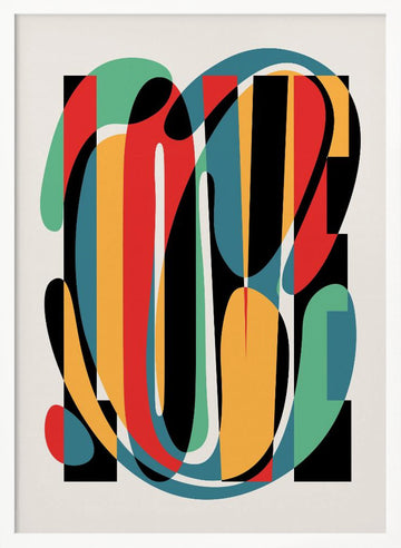 Colorful Love Typography | Poster - White Frame Interior