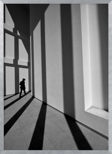 Solitary Man Shadows | Poster - Silver Frame Interior