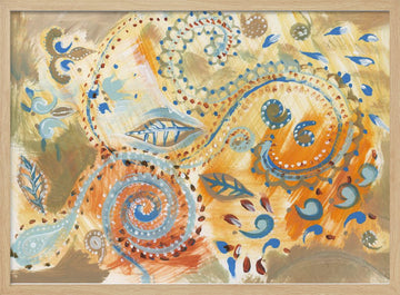 Vibrant Bohemian Paisley Swirls | Poster - Wood Frame Interior