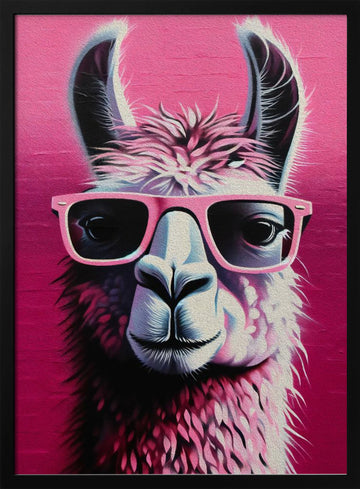 Pink Llama Shades | Poster - Black Metal Frame Interior