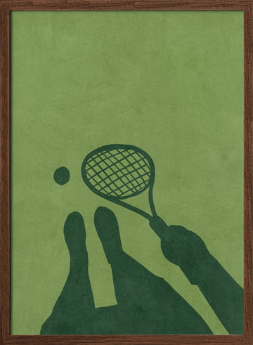 Minimalist Tennis Player | Poster - Walnut Frame Interior