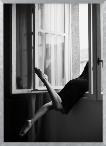Graceful Legs Open Window | Poster - Silver Frame Interior