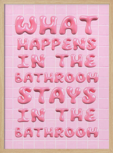 Bubbly Bathroom Rules | Poster - Wood Frame Interior