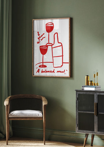 2 Glasses of Wine | Poster - Room Interior 2