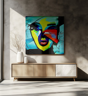 Vibrant Abstract Face | Canvas - Room Interior 2