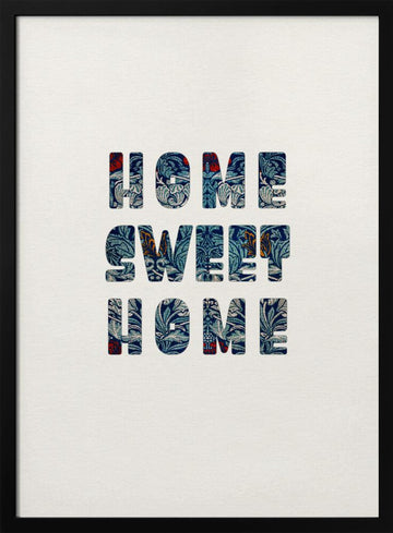 Home Sweet Home Floral | Poster - Black Metal Frame Interior