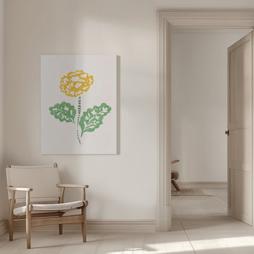 Yellow Folk Flower | Canvas - Room Interior 1