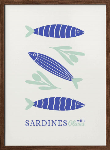 Sardines and Olives | Poster - Walnut Frame Interior