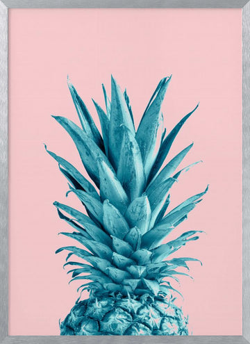 Vibrant Blue Pineapple | Poster - Silver Frame Interior