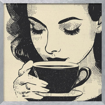 Morning Coffee Moment | Poster - Silver Frame Interior
