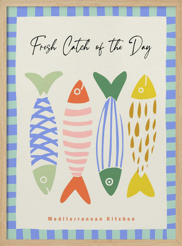 Colorful Mediterranean Fish | Poster - Wood Frame Interior