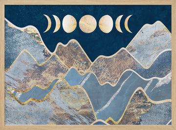 Golden Moon Mountains | Poster - Wood Frame Interior