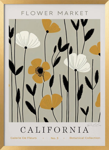 Modern Floral Field | Poster - Gold Frame Interior