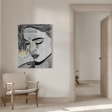 Melancholy Newspaper Woman | Canvas - Room Interior 1