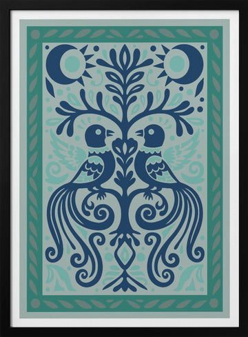 Two Birds Tree of Life | Poster - Black Metal Frame Interior