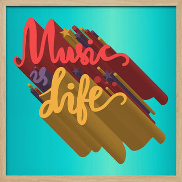 Vibrant Music Life Quote | Poster - Wood Frame Interior