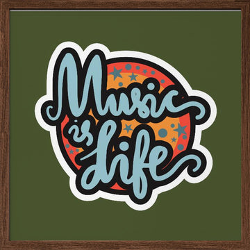 Groovy Music Is Life | Poster - Walnut Frame Interior