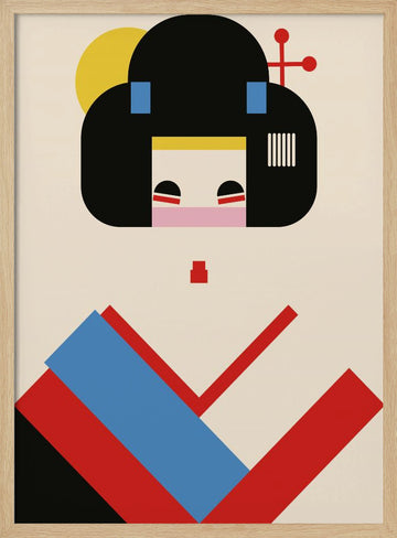 Colorful Geometric Woman | Poster - Wood Frame Interior
