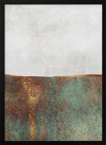 Golden Patina Horizon | Poster - Black Metal Frame Interior