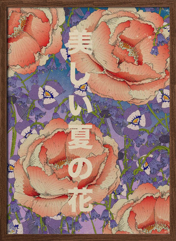 Beautiful Summer Flowers | Poster - Walnut Frame Interior
