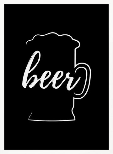 Beer Mug Calligraphy | Poster - White Frame Interior