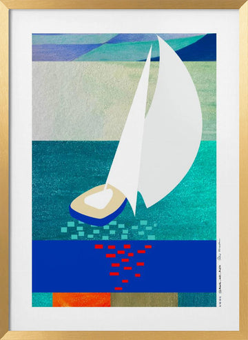 Modern Sailboat Serenity | Poster - Gold Frame Interior