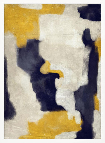 Abstract Gold Indigo Shapes | Poster - White Frame Interior