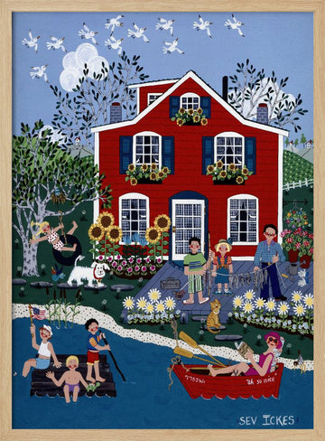 Little Red Cottage | Poster - Wood Frame Interior