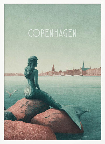 Copenhagen - Little Mermaid | Poster - White Frame Interior
