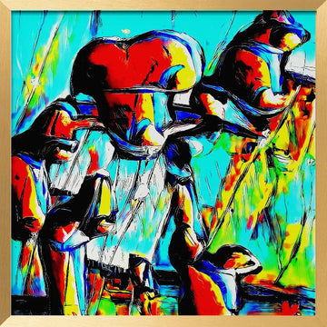 Colorful Abstract Bears | Poster - Gold Frame Interior