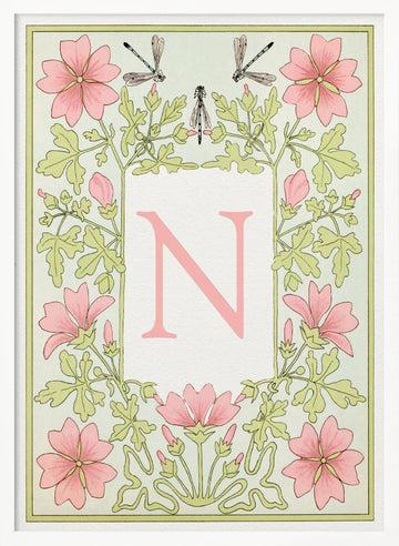 Art Nouveau Floral N | Poster - White Frame Interior