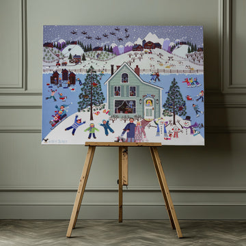 Joyful Winter Village Scene | Canvas - Room Interior 1
