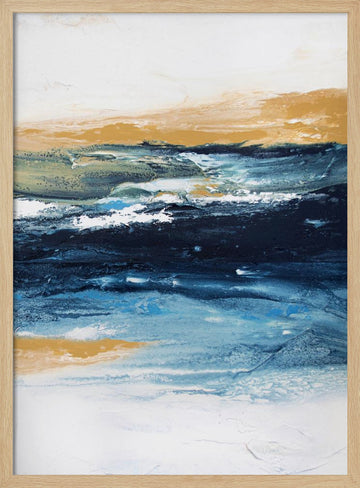 Deep Blue Ocean Gold | Poster - Wood Frame Interior