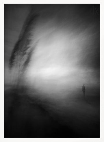 Lone Man Misty Horizon | Poster - White Frame Interior