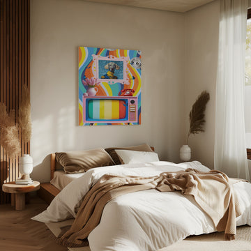 Groovy Dog Portrait | Canvas - Room Interior 2