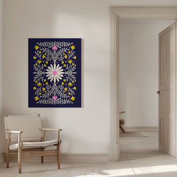 Folk Art Daisy Pattern | Canvas - Room Interior 1