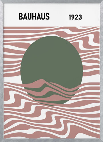 Modern Bauhaus Wave Circle | Poster - Silver Frame Interior