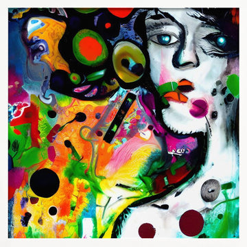 Vibrant Abstract Face | Poster - White Frame Interior