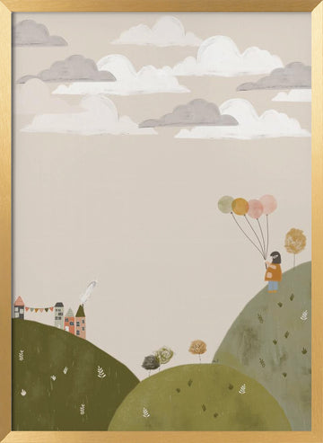 Dreamy Balloon Girl | Poster - Gold Frame Interior
