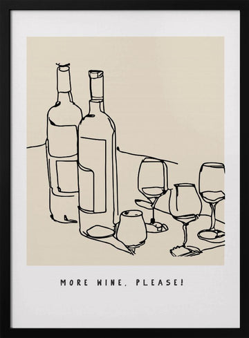Wine Line Sketch | Poster - Black Metal Frame Interior